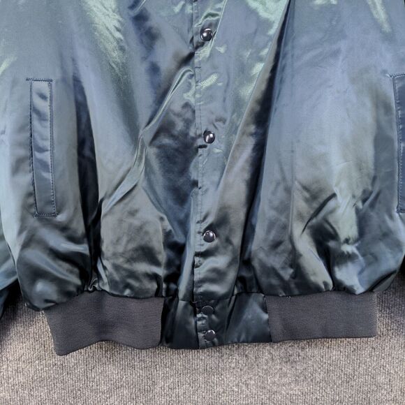 Men's Eagles Lodge #976 Bomber Jacket XXL Blue Snap Nylon Lined Vintage Made USA - Picture 5 of 13